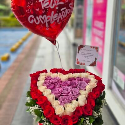 Corazón de rosas  tres colores Globo Personalizado