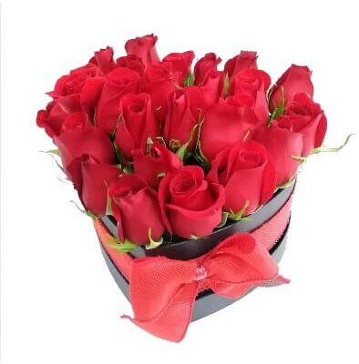 Caja de Corazón Rosas