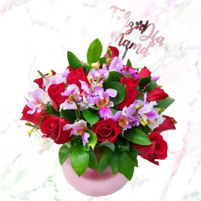 Bombonera Rosas y Orquídeas Hawaianas