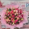 Bouquet buchon lirios, claveles astromelias.