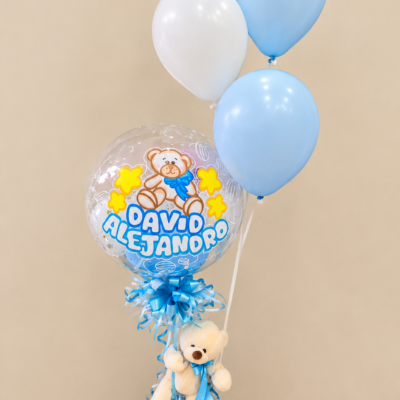 2026/10/1001513493.png Globo Burbuja Bebe con 3 globos en helio y peluche.